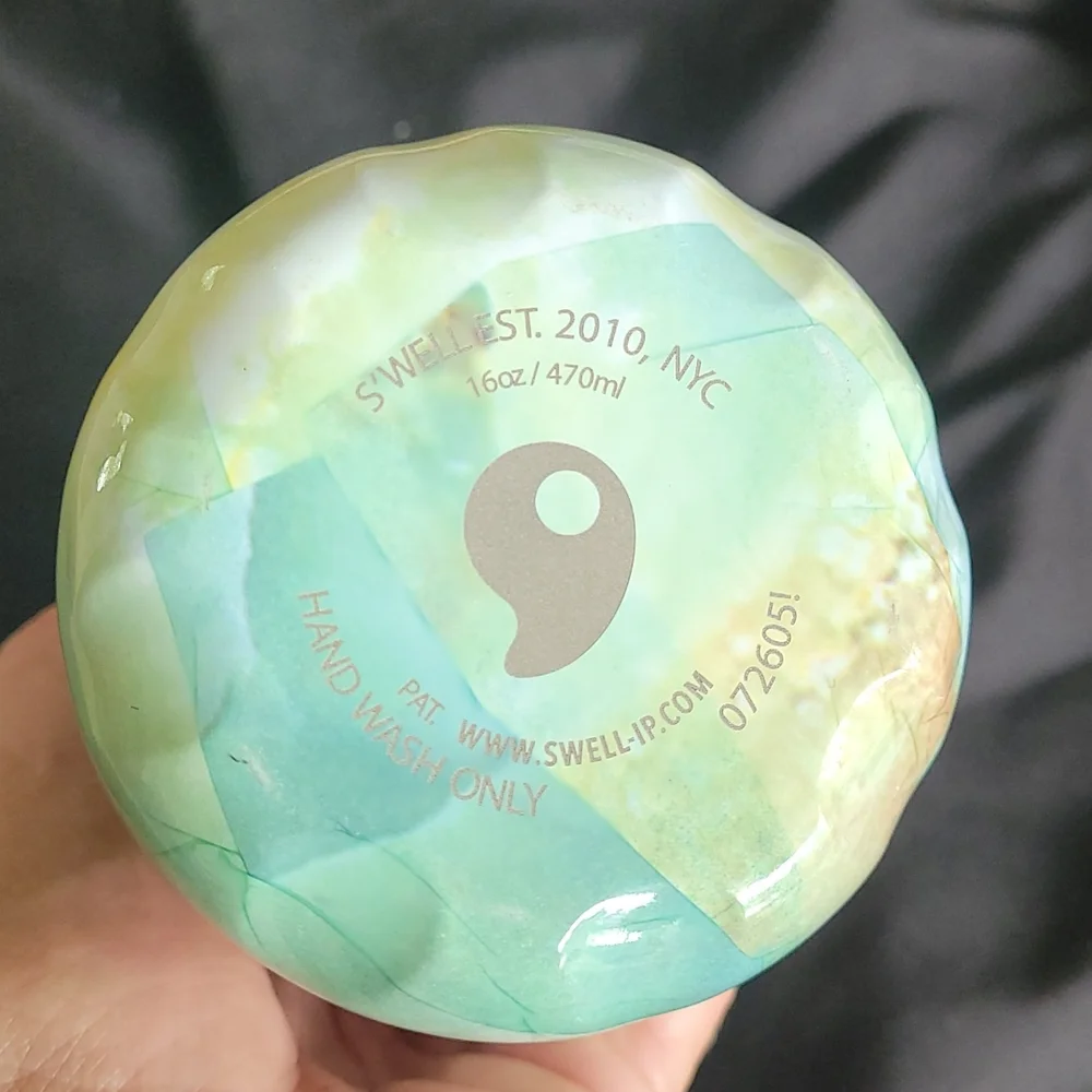 S'well green and yellow marbled hot and cold stainless steel water bottl… - Picture 10 of 15